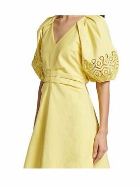 TANYA TAYLOR twill lacey dress in daffodil